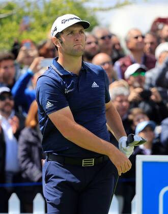 Jon Rahm of Spain reacts on the third day of Madrid Open golf tournament at the National Golf Course in Madrid, Spain, 14 April 2018. The Madrid Open runs from 12 to 15 April. Madrid Open !ACHTUNG: NUR REDAKTIONELLE NUTZUNG!  Copyright: xVICTORxLERENAx GRAF3594 20180414-636593118986393615