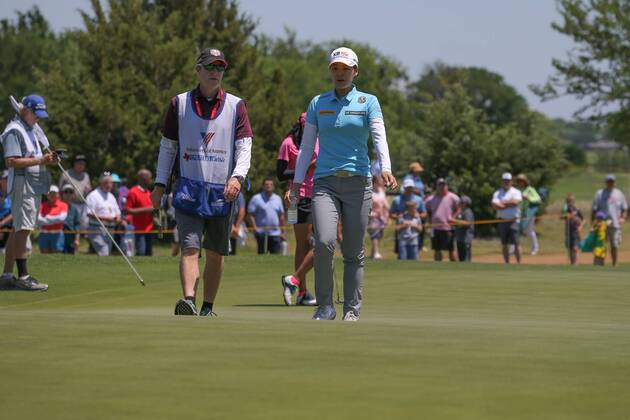 THE COLONY, TX - MAY 05: In Gee Chun (KOR) walks off the green at hole 3 during the Volunteers of America LPGA Golf Damen Texas Classic on May 5, 2018 at the Old American Golf Club in The Colony, TX. (Photo by George Walker Icon Sportswire) GOLF: MAY 05 LPGA - Volunteers of America Texas Classic Icon18050502 EDITORIAL USE ONLY