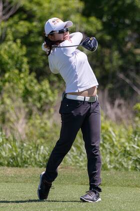 THE COLONY, TX - MAY 05: Peiyun Chen of Taiwan hits her tee shot on 4 during the LPGA Golf Damen Volunteers of America Texas Classic on May 5, 2018 at the Old American Golf Club in The Colony, TX. (Photo by Andrew Dieb Icon Sportswire) GOLF: MAY 05 LPGA - Volunteers of America Texas Classic Icon180505011 EDITORIAL USE ONLY