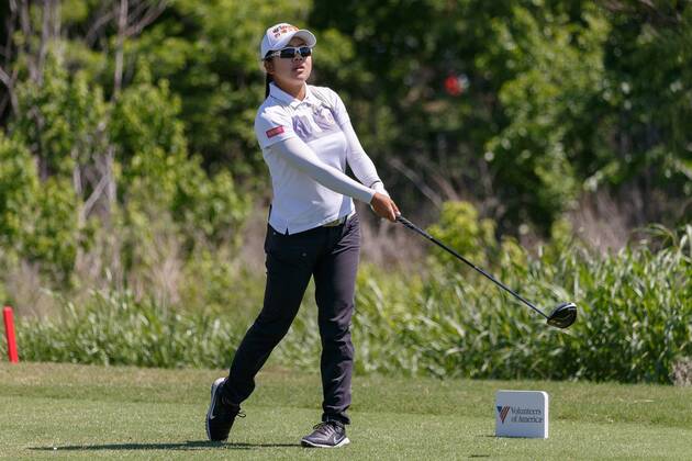 THE COLONY, TX - MAY 05: Peiyun Chen of Taiwan hits her tee shot on 4 during the LPGA Golf Damen Volunteers of America Texas Classic on May 5, 2018 at the Old American Golf Club in The Colony, TX. (Photo by Andrew Dieb Icon Sportswire) GOLF: MAY 05 LPGA - Volunteers of America Texas Classic Icon180505013 EDITORIAL USE ONLY