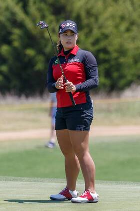 THE COLONY, TX - MAY 05: Moriya Juntanugarn of Thailand reacts after her birdie attempt on 3 during the LPGA Golf Damen Volunteers of America Texas Classic on May 5, 2018 at the Old American Golf Club in The Colony, TX. (Photo by Andrew Dieb Icon Sportswire) GOLF: MAY 05 LPGA - Volunteers of America Texas Classic Icon180505088 EDITORIAL USE ONLY