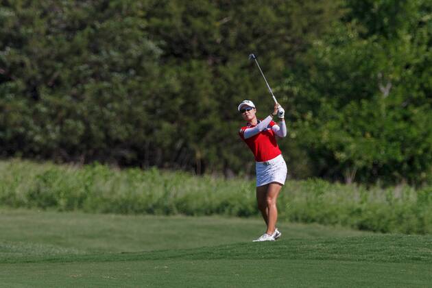 THE COLONY, TX - MAY 05: Minjee Lee of Australia hits her approach shot to 3 during the LPGA Golf Damen Volunteers of America Texas Classic on May 5, 2018 at the Old American Golf Club in The Colony, TX. (Photo by Andrew Dieb Icon Sportswire) GOLF: MAY 05 LPGA - Volunteers of America Texas Classic Icon180505360 EDITORIAL USE ONLY