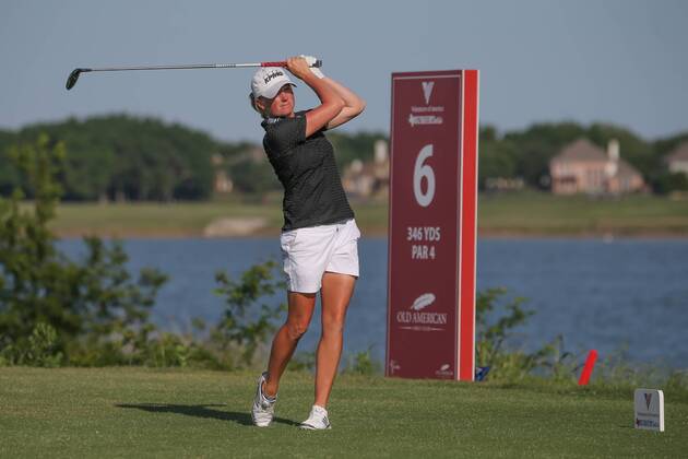 THE COLONY, TX - MAY 05: Stacy Lewis (USA) hits from the 6th tee during the Volunteers of America LPGA Golf Damen Texas Classic on May 5, 2018 at the Old American Golf Club in The Colony, TX. (Photo by George Walker Icon Sportswire) GOLF: MAY 05 LPGA - Volunteers of America Texas Classic Icon18050529 EDITORIAL USE ONLY