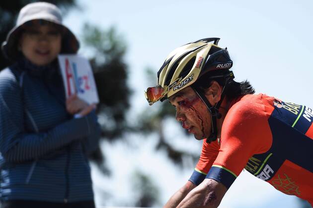 Themen der Woche - SPORT KW21 Bilder des Tages - SPORT May 22, 2018 - Inabe, Mie, Japan - Japanese injured rider, Yukiya Arashiro from Bahrain - Merida Team, during Inabe stage, 127.0km on Inabe circuit race, the third stage of Tour of Japan 2018..On Tuesday, May 22, 2018, in Inabe, Mie Prefecture, Japan. Tour of Japan 2018 - Stage 3 - ZUMAn230 20180522_zaa_n230_547 Copyright: xArturxWidakx