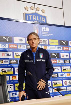 IPP20180524 Football - soccer: FIFA World Cup WM Weltmeisterschaft Fussball 2018 Russia, Preparation national team Nationalteam Of Italy, roberto mancini allenatore italia in conferenza stampa - (Verwendung nur in Deutschland - GERMANY ONLY) *** IPP20180524 Football soccer FIFA World Cup 2018 Russia National Team Of Italy roberto mancini allenatore italia in conferenza stampa Use only in Germany GERMANY ONLY