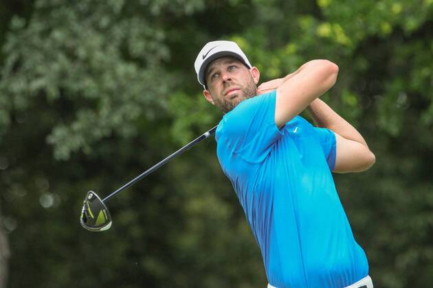 FORT WORTH, TX - MAY 26: Kevin Tway (USA) hits from the 12th tee during the third round of the Fort Worth Invitational on May 26, 2018 at Colonial Country Club in Fort Worth, TX. (Photo by George Walker Icon Sportswire) GOLF: MAY 26 PGA Golf Herren - Fort Worth Invitational Icon18052626 EDITORIAL USE ONLY