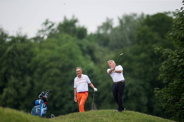 GOLF - PGA Golf Herren Shot Clock Masters 2018 ATZENBRUGG,AUSTRIA,06.JUN.18 - GOLF - PGA European Tour, Shot Clock Masters, Diamond Country Club, ProAm. Image shows Martin Gross and sporting director Hans Pum (OESV). GEPAxpictures xDanielxGoetzhaber