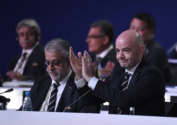 Fussball, Herren, Saison 2017 18, Ein Tag vor Beginn der Weltmeisterschaft in Russland, 68. FIFA-Kongress im Moskauer Expocenter, FIFA-Präsident Gianni Infantino, 13.06. 2018, Copyright: xMatthiasxKochx