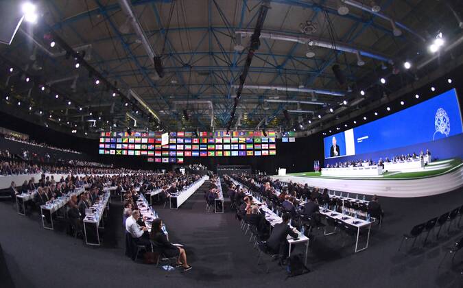 Fussball, Herren, Saison 2017 18, Ein Tag vor Beginn der Weltmeisterschaft in Russland, 68. FIFA-Kongress im Moskauer Expocenter, Übersicht, 13.06. 2018, Copyright: xMatthiasxKochx