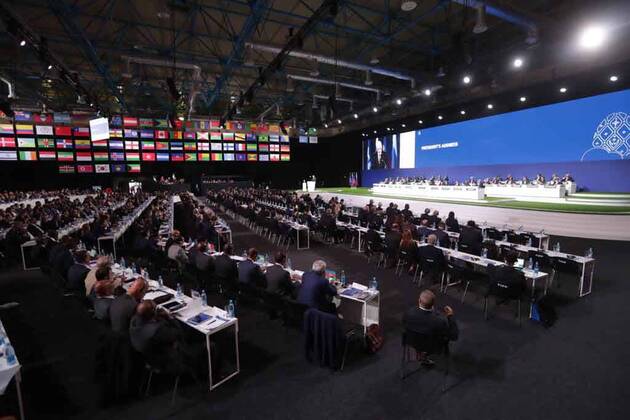 WM 2018, FIFA Kongress in Moskau, WM-Vergabe 2026 June 13, 2018 - EUM20180613DEP03.JPG.MOSCÃö, Rusia., SoccerFutbol-Mundial.- Aspectos del 68 congreso de la FIFA, este 13 de junio de 2018 en el Expocentro de Moscu, en donde se anuncia que la sede del Mundial 2026 sera en Estados Unidos, Mexico y Canada. Foto: Agencia EL UNIVERSALLuis CortesMAR. Latin News: June 13, 2018  - ZUMAu78_ 20180613_zaf_u78_511 Copyright: xElxUniversalx