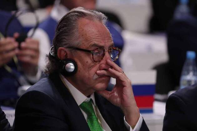 WM 2018, FIFA Kongress in Moskau, WM-Vergabe 2026 June 13, 2018 - EUM20180613DEP08.JPG.MOSCÃö, Rusia., SoccerFutbol-Mundial 2026.- Decio de Maria, presidente de la Federacion Mexicana de Futbol, este 13 de junio de 2018, en el 68 Congreso de la FIFA, en donde se da a conocer que la sede del Mundial 2026 sera Estados Unidos, Mexico y Canada. Foto: Agencia EL UNIVERSALLuis CortesMAR. Latin News: June 13, 2018  - ZUMAu78_ 20180613_zaf_u78_515 Copyright: xElxUniversalx