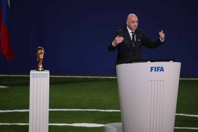WM 2018, FIFA Kongress in Moskau, WM-Vergabe 2026 June 13, 2018 - EUM20180613DEP12.JPG.MOSCÃö, Rusia., SoccerFutbol-Mundial 2026.-Gianni Infantino, presidente de la FIFA, durante su participacion en el 68 Congreso de la FIFA, este 13 de junio de 2018, en el Expocentro de Moscu, en donde se da a conocer que la sede del Mundial 2026 sera en Estados Unidos, Mexico y Canada. Foto: Agencia EL UNIVERSALLuis CortesMAR. Latin News: June 13, 2018  - ZUMAu78_ 20180613_zaf_u78_517 Copyright: xElxUniversalx