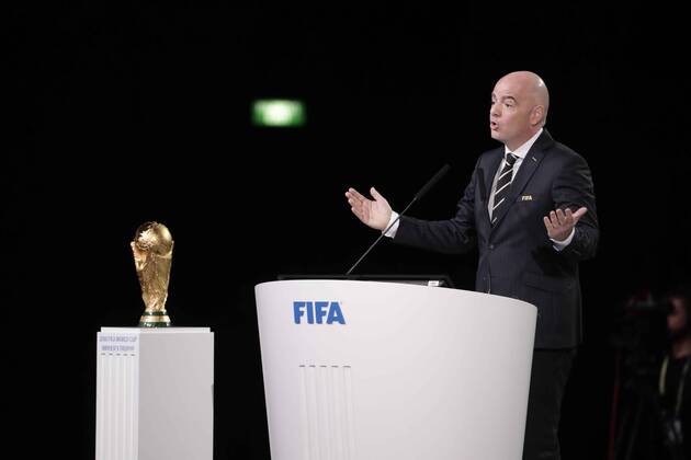 WM 2018, FIFA Kongress in Moskau, WM-Vergabe 2026 June 13, 2018 - EUM20180613DEP11.JPG.MOSCÃö, Rusia., SoccerFutbol-Mundial 2026.-Gianni Infantino, presidente de la FIFA, durante su participacion en el 68 Congreso de la FIFA, este 13 de junio de 2018, en el Expocentro de Moscu, en donde se da a conocer que la sede del Mundial 2026 sera en Estados Unidos, Mexico y Canada. Foto: Agencia EL UNIVERSALLuis CortesMAR. Latin News: June 13, 2018  - ZUMAu78_ 20180613_zaf_u78_518 Copyright: xElxUniversalx