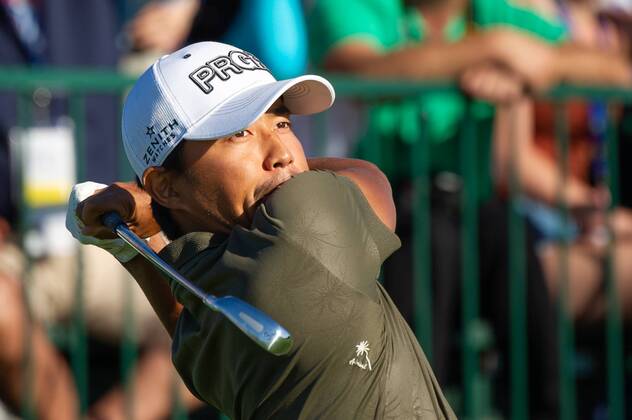 Satoshi Kodaira from Japan tees off on the 10th hole in the first round of the 118th U.S. Open Championship at Shinnecock Hills Golf Club in Southampton, New York on June 14, 2018.  NYP20180614101 COREYxSIPKIN