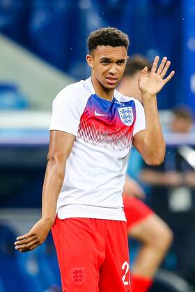England v Tunisia 2018 FIFA World Cup WM Weltmeisterschaft Fussball Trent Alexander-Arnold England swats flies away (which have become an infestation locally)while warming up before the 2018 FIFA World Cup match at Volgograd Arena, Volgograd Content Not Available For UK Newspapers Copyright: xPaulxChestertonx FIL-11920-0052