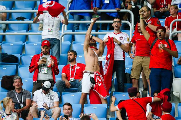 England v Tunisia 2018 FIFA World Cup WM Weltmeisterschaft Fussball England Fans and Supporters before the 2018 FIFA World Cup match at Volgograd Arena, Volgograd Content Not Available For UK Newspapers Copyright: xPaulxChestertonx FIL-11920-0054