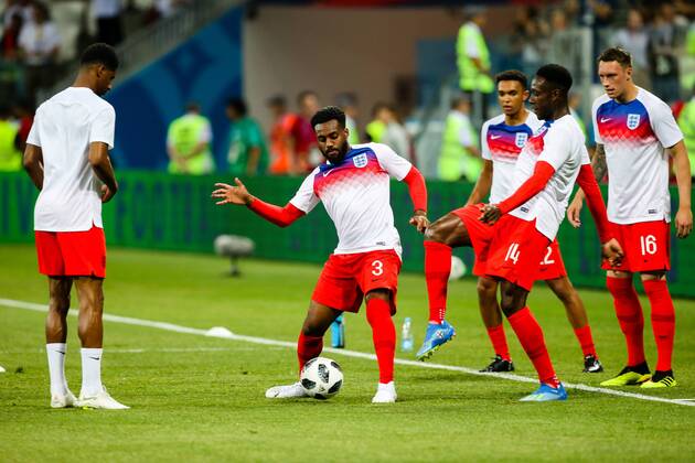 England v Tunisia 2018 FIFA World Cup WM Weltmeisterschaft Fussball England warm up before the England v Tunisia 2018 FIFA World Cup match at Volgograd Arena, Volgograd Content Not Available For UK Newspapers Copyright: xPaulxChestertonx FIL-11920-0060