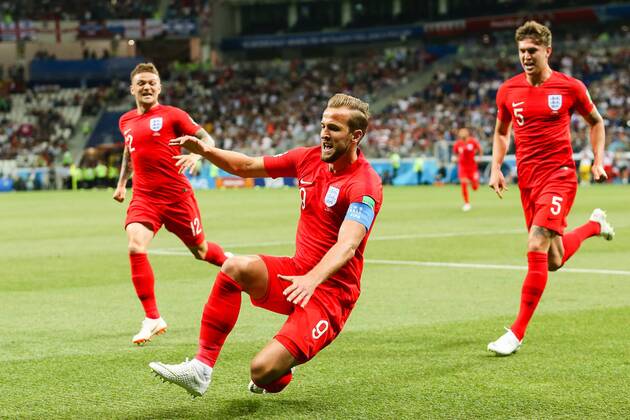 England v Tunisia 2018 FIFA World Cup WM Weltmeisterschaft Fussball Harry Kane of England celebrates scoring their first goal during the England v Tunisia 2018 FIFA World Cup match at Volgograd Arena, Volgograd Content Not Available For UK Newspapers Copyright: xPaulxChestertonx FIL-11920-0065