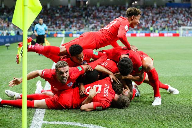 England v Tunisia 2018 FIFA World Cup WM Weltmeisterschaft Fussball England celebrate Harry Kane scoring their first goal during the England v Tunisia 2018 FIFA World Cup match at Volgograd Arena, Volgograd Content Not Available For UK Newspapers Copyright: xPaulxChestertonx FIL-11920-0070