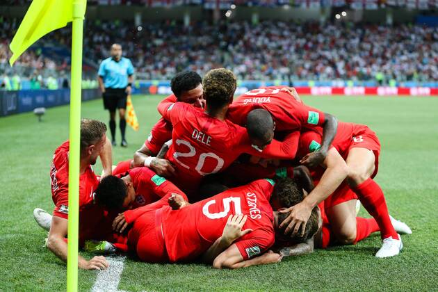 England v Tunisia 2018 FIFA World Cup WM Weltmeisterschaft Fussball England celebrate Harry Kane scoring their first goal during the England v Tunisia 2018 FIFA World Cup match at Volgograd Arena, Volgograd Content Not Available For UK Newspapers Copyright: xPaulxChestertonx FIL-11920-0072
