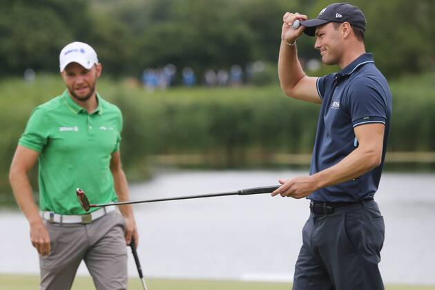 Martin Kaymer (GER) spielt um den Sieger, mit dem letzten Put zum Birdie auf Loch 18. rettet er den 2. Platz, Emotion, Erleichterung, Platz. 2 , Im Hintergrund Maximilian Kieffer (GER), 4. Tag, 30. BMW International Open, Golf, Golf Open, Gut Lärchenhof, Köln, 24.06.2018 BMW International Open , Golf Köln Copyright: xRoskaritzx Eibner-Pressefotox EP_fh_rrz