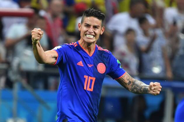 Bilder des Tages - SPORT WM 2018, Polen - Kolumbien James RODRIGUEZ (COL),Jubel,Freude,Begeisterung, Aktion,Einzelbild,angeschnittenes Einzelmotiv,Halbfigur,halbe Figur, Polen (PO)-Kolumbien (COL) 0-3, Vorrunde, Gruppe C, Spiel 31 am 24.06.2018 in Kasan,Kasan Arena. Fussball Weltmeisterschaft 2018 in Russland vom 14.06. - 15.07.2018.