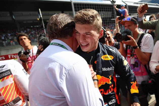 FORMULA 1 - GP of Austria 2018 SPIELBERG,AUSTRIA,01.JUL.18 - MOTORSPORTS - Grand Prix of Austria, Red Bull Ring. Image shows the rejoicing of Max Verstappen (NED Red Bull Racing). GEPAxpictures xChristianxWalgram