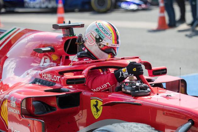 Sebastian Vettel (Scuderia Ferrari) gewinnt den Grossen Preis von Grossbritannien GBR, FIA, Formel 1, Grosser Preis von Grossbritannien, Rennen Silverstone Copyright: xEIBNER Illmannx EP_EER