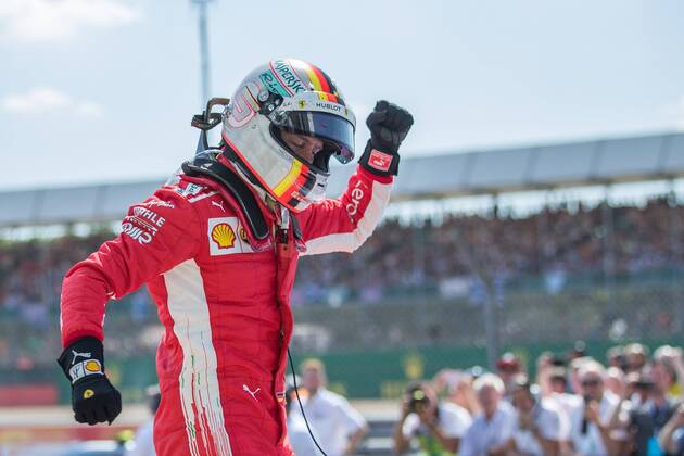 Sebastian Vettel (Scuderia Ferrari) gewinnt den Grossen Preis von Grossbritannien GBR, FIA, Formel 1, Grosser Preis von Grossbritannien, Rennen Silverstone Copyright: xEIBNER Illmannx EP_EER