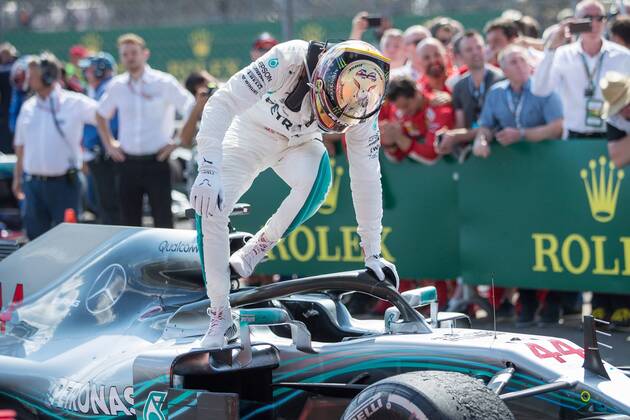 Ein frustrierter Lewis Hamilton (Mercedes AMG Petronas Formula One Team) GBR, FIA, Formel 1, Grosser Preis von Grossbritannien, Rennen Silverstone Copyright: xEIBNER Illmannx EP_EER