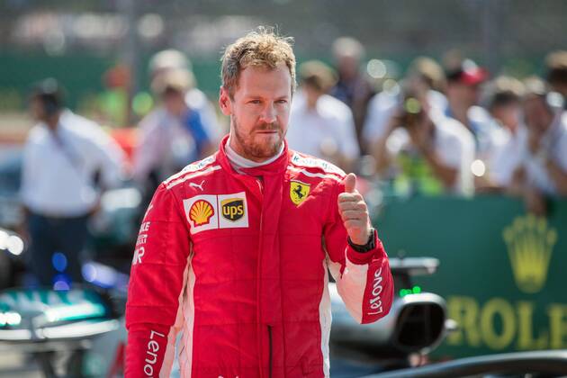 Sebastian Vettel (Scuderia Ferrari) nach dem Gewinn des Grossen Preis von Grossbritannien GBR, FIA, Formel 1, Grosser Preis von Grossbritannien, Rennen Silverstone Copyright: xEIBNER Illmannx EP_EER