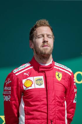 Sebastian Vettel (Scuderia Ferrari) nach dem Gewinn des Grossen Preis von Grossbritannien GBR, FIA, Formel 1, Grosser Preis von Grossbritannien, Rennen Silverstone Copyright: xEIBNER Illmannx EP_EER
