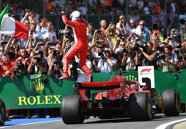 Sebastian Vettel, Scuderia Ferrari, formula 1 GP, Great Britain in Silverstone 08.07.2018 Photo:mspb Jerry Andre Sieger, Sebastian Vettel, formula 1 GP, Great Britain 2018