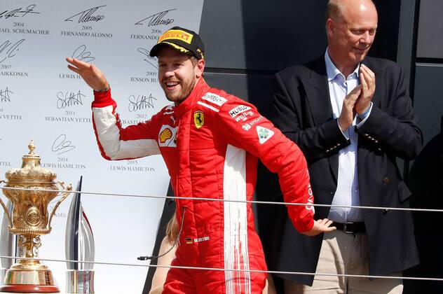 Sebastian Vettel, Scuderia Ferrari, formula 1 GP, Great Britain in Silverstone 08.07.2018 Photo:mspb Jerry Andre Sieger, Sebastian Vettel, formula 1 GP, Great Britain 2018