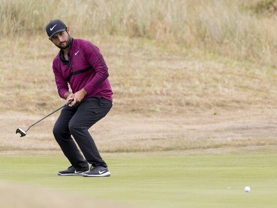 12th July 2018, Gullane Golf Club, Gullane, Scotland; Aberdeen Investments Scottish Open Golf, 1st round; Alexander Levy reaction to close putt on the 10th green  ActionPlus12046728 AlanxRennie