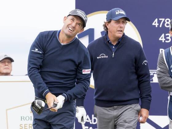 12th July 2018, Gullane Golf Club, Gullane, Scotland; Aberdeen Investments Scottish Open Golf, 1st round; Padraig Harrington reaction after his drive at the 12th Tee  ActionPlus12046730 AlanxRennie