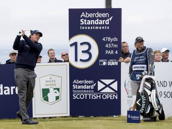 12th July 2018, Gullane Golf Club, Gullane, Scotland; Aberdeen Investments Scottish Open Golf, 1st round; Phil Mickelson drive on the 12th Tee  ActionPlus12046731 AlanxRennie