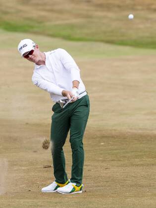 15th July 2018, Gullane Golf Club, Gullane, Scotland; Aberdeen Investments Scottish Open Golf, 4th round; Brandon Stone approach shot on the first fairway  ActionPlus12047989 AlanxRennie