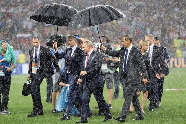 France v Croatia 2018 FIFA World Cup WM Weltmeisterschaft Fussball Final Russian President Vladimir Putin leaves the pitch after presenting the medals at the end of the 2018 FIFA World Cup Final match at Luzhniki Stadium, Moscow Content Not Available For UK Newspapers Copyright: xPaulxChestertonx FIL-12022-0053