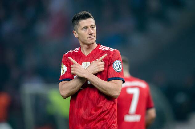 19. Mai 2018: Berlin, Olympiastadion: Fussball DFB-Pokalfinale: FC Bayern Muenchen - Eintracht Frankfurt: Muenchens Robert Lewandowski - Torjubel.