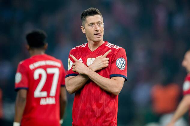 19. Mai 2018: Berlin, Olympiastadion: Fussball DFB-Pokalfinale: FC Bayern Muenchen - Eintracht Frankfurt: Muenchens Robert Lewandowski - Torjubel.