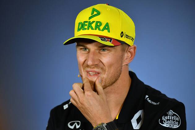 Nico HUELKENBERG,HÜLKENBERG (GER,Renault F1 Team), Aktion,Einzelbild,angeschnittenes Einzelmotiv,Portraet,Portrait,Porträt, Gestik, Pressekonferenz. Formel 1:GP von DeutschlandDeutschland,Hockenheimring,Saison 2018,am 19.07.2018.