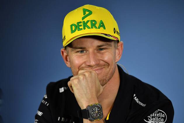 Nico HUELKENBERG,HÜLKENBERG (GER,Renault F1 Team), Aktion,Einzelbild,angeschnittenes Einzelmotiv,Portraet,Portrait,Porträt, Gestik, Pressekonferenz. Formel 1:GP von DeutschlandDeutschland,Hockenheimring,Saison 2018,am 19.07.2018.