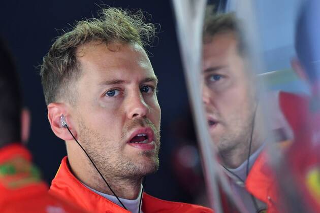Sport Bilder des Tages Sebastian VETTEL,GER (Scuderia Ferrari),in der Box-Spiegelbild. Aktion,Einzelbild,angeschnittenes Einzelmotiv,Portraet,Portrait,Porträt. Training, Formel 1:GP von DeutschlandDeutschland,Hockenheimring,Saison 2018,am 20.07.2018.