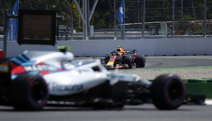 20.07.2018, xpsx, Formel 1 Grand Prix von Deutschland, Grand Prix von Deutschland 1.Freies Training 2018 emspor, v.l. A. Giovinazzi (Sauber - Ferrari), Max Verstappen (Red Bull Racing) Hockenheim