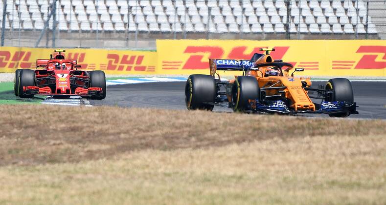 20.07.2018, xpsx, Formel 1 Grand Prix von Deutschland, Grand Prix von Deutschland 1.Freies Training 2018 emspor, v.l. Kimi Räikkönen (Ferrari Scuderia Ferrari), Stoffel Vandoorne (McLaren - Renault) Hockenheim