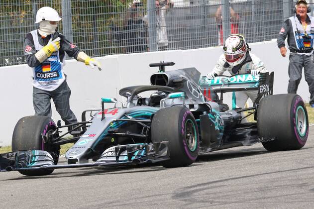 xekx 20.07.- 22.07.2018, FIA Formula 1 Championship, Formula 1, Grand Prix Germany 2018 Im Bild: Ausfall Lewis Hamilton (GB 44), Mercedes AMG Petronas Motorsport im Qualifying Hockenheim Germany