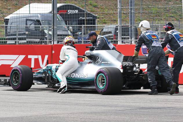 xekx 20.07.- 22.07.2018, FIA Formula 1 Championship, Formula 1, Grand Prix Germany 2018 Im Bild: Ausfall Lewis Hamilton (GB 44), Mercedes AMG Petronas Motorsport im Qualifying Hockenheim Germany