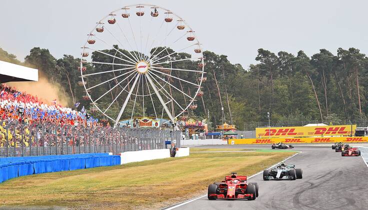 xekx 20.07.- 22.07.2018, FIA Formula 1 Championship, Formula 1, Grand Prix Germany 2018 Im Bild: Max Verstappen Fans auf der Tribüne, Riesenrad während des GP Deutschland in Hockenheim Hockenheim Germany