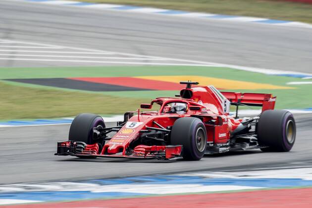 Motorsport: Formel 1, Saison 2018 2019, Rennen am Sonntag, 22.07.2018, am Hockenheimring in Hockenheim (Deutschland). Sebastian Vettel (Scuderia Ferrari) beschleunigt aus der Kurve. Copyright: xInderliedx